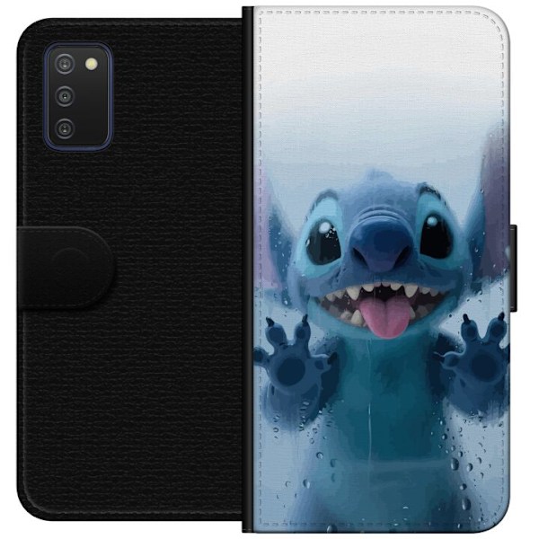 Samsung Galaxy A03s Tegnebogsetui Stitch ved et vindue i sød stil