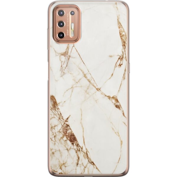 Motorola Moto G9 Plus Läpinäkyvä kuori Valkoinen marmori