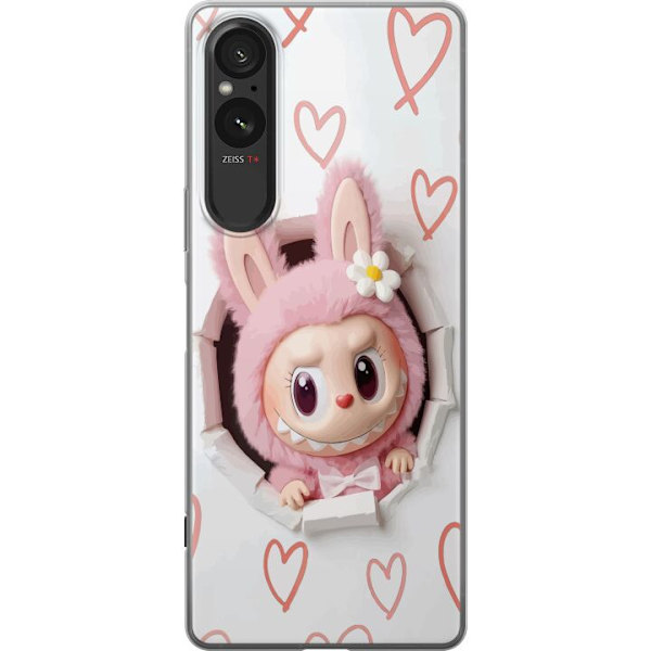 Sony Xperia 5 V Läpinäkyvä kuori Labubu Sydän Taustakuva Pop Mart Rakkausteema Hahmodesign Suosittu Motiivi Keräilytaideteossarja