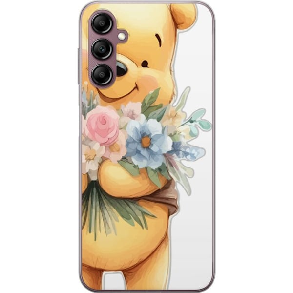 Samsung Galaxy A14 5G Gennemsigtig cover Nalle Puh med blomster - klassisk børnefavorit i en blomstrende forårs miljø