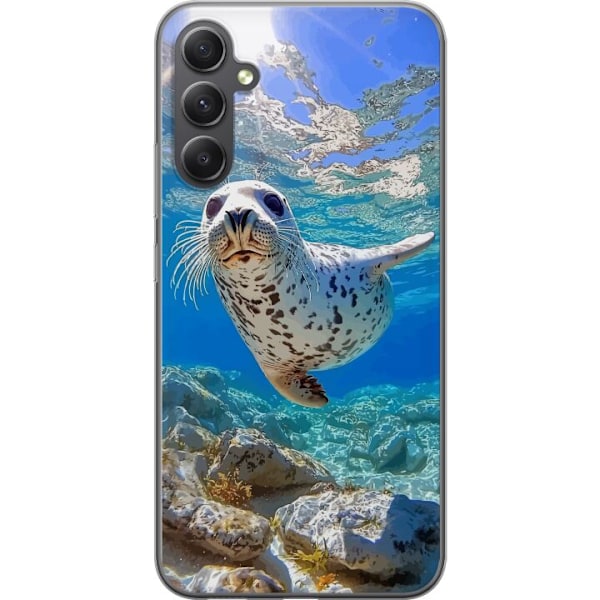 Samsung Galaxy A05s Genomskinligt Skal Säl Hav Simmande Djurmotiv Natur Vattenmotiv Blå Design Marint Tema Populärt Motiv Djurliv