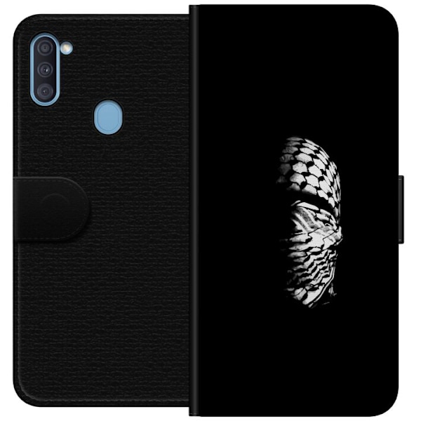 Samsung Galaxy A11 Tegnebogsetui Keffiyeh-mønster - klassisk sort-hvid palæstinensisk tørklæde med kulturel betydning