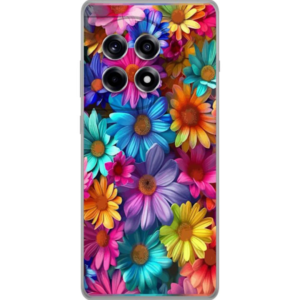 OnePlus 12R Genomskinligt Skal Gerbera Blommor Färgglad Dekor Blommotiv Populärt Heminredning Färg Rik Väggkonst Design