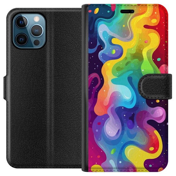 Apple iPhone 12 Pro Max Plånboksfodral Color Splash Abstrakt Konst Design Färgstarkt Mönster Modern Populär Väggkonst Grafiskt Trend