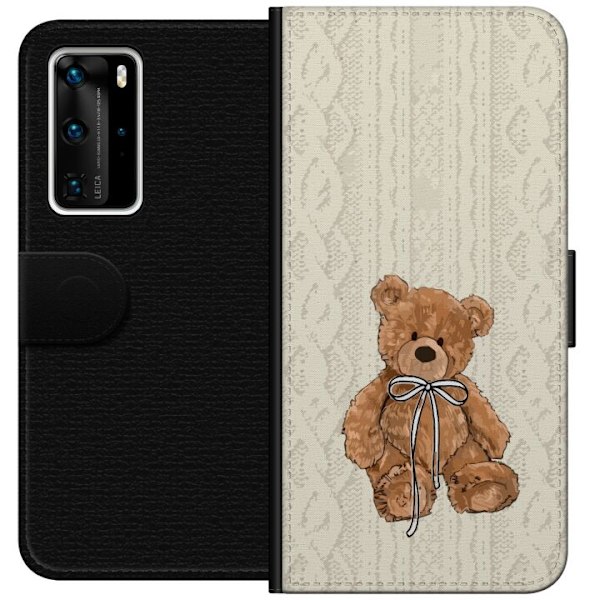 Huawei P40 Pro Tegnebogsetui Lille Teddy – klassisk teddy i enkel design