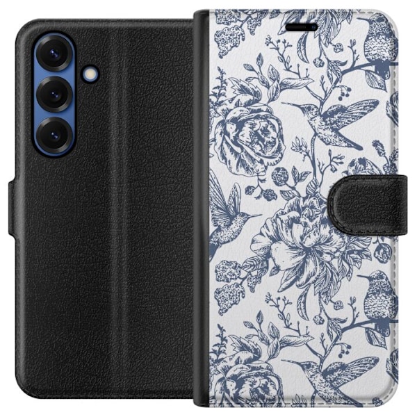 Samsung Galaxy S25+ Plånboksfodral Blomster & Fåglar – romantiskt mönster i vintage-stil