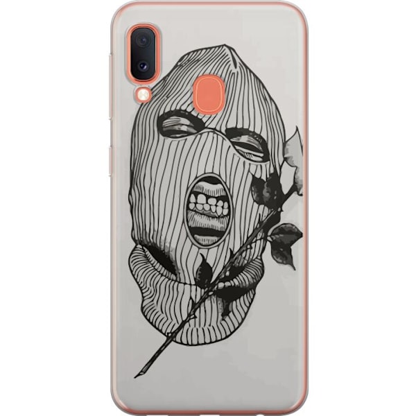 Samsung Galaxy A20e Läpinäkyvä kuori Hiihtomaski Ros Katutyö Muotoilu Graafinen Kuvio Jännitys Kaupunkityyli Katutaidetta Naamiaiset Symboli