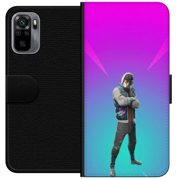 Xiaomi Redmi Note 10S Tegnebogsetui sort ridder fortnite