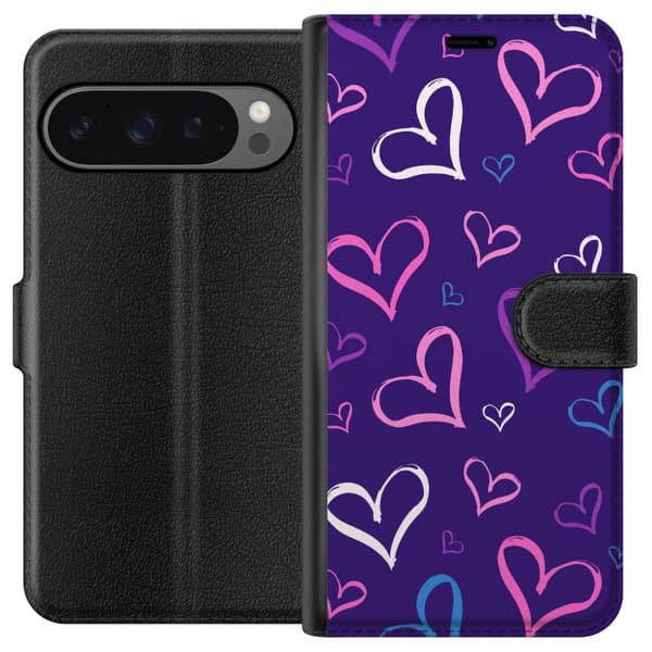 Kompatibelt Lommeboketui til Google Pixel 9 Pro XL Hjerter