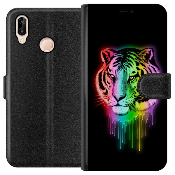 Huawei P20 lite Plånboksfodral Neon Tiger