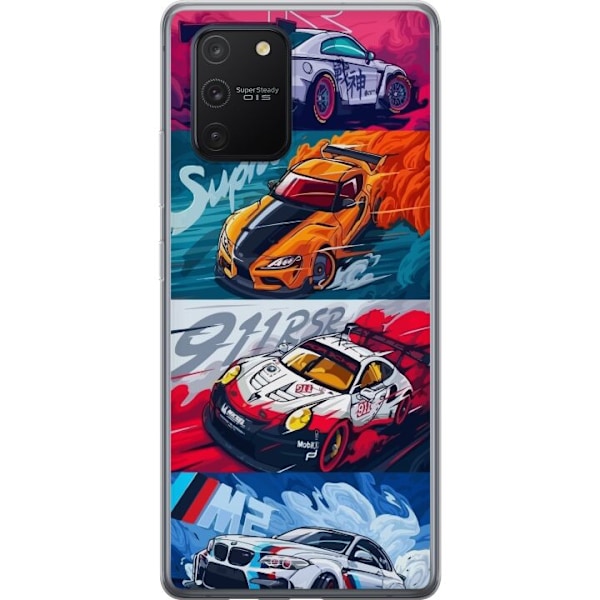 Samsung Galaxy S10 Lite Läpinäkyvä kuori Nopeat Autot - Piirretty Kuvio Toiminnalla