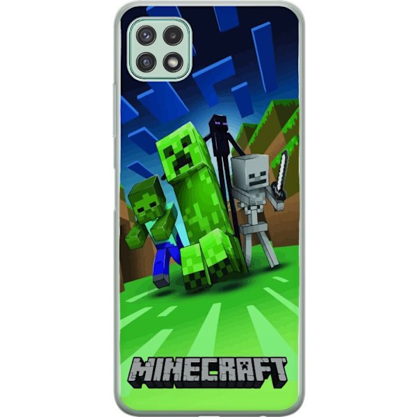 Samsung Galaxy A22 5G Genomskinligt Skal Minecraft Creeper mobilskal i klassisk grön pixelstil