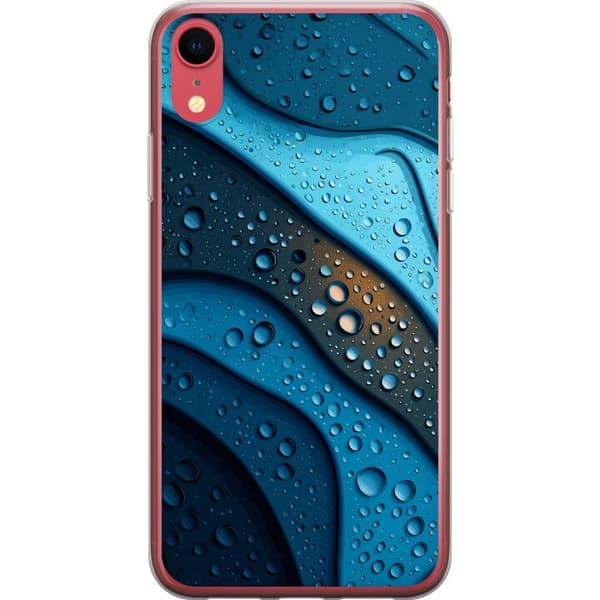 Kompatibelt Mobildeksel til Apple iPhone XR Blå abstrakte bølger med glitrende vanndråper i moderne grafisk design blå