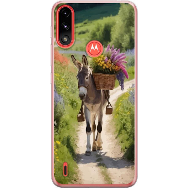 Motorola Moto E7 Power Läpinäkyvä kuori Aasi Eläinaihe Rauhallinen Suunnittelu Luontoaihe Suosittu Koristelu Huumori Graafinen Eläinteema Eksoott