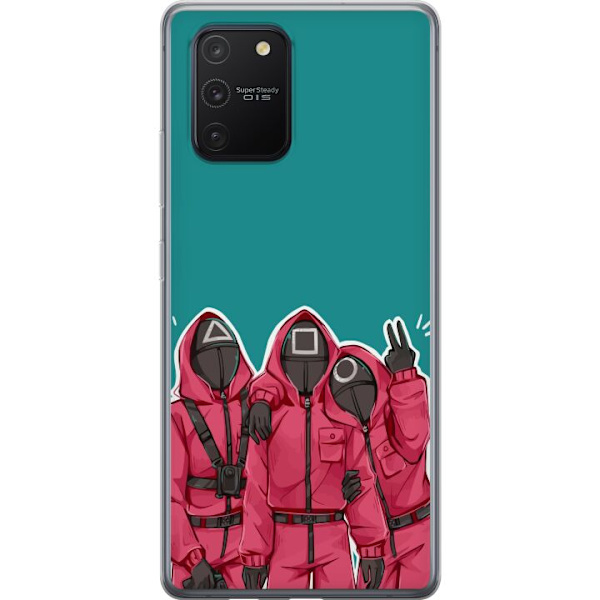 Samsung Galaxy S10 Lite Genomskinligt Skal Squid Game Karaktärer Grafisk Design Seriefigurer Populär TV Motiv Asiatisk Stil Spännande Trend