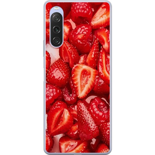 Sony Xperia 10 V Genomskinligt Skal Jordgubbsmönster – sött motiv med sommarkänsla
