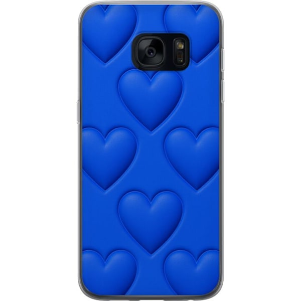 Samsung Galaxy S7 Läpinäkyvä kuori Siniset Sydämet