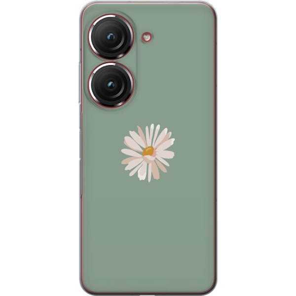 Asus Zenfone 9 Läpinäkyvä kuori Vihreä Minimalikukka - tyylikäs kukka vihreällä taustalla