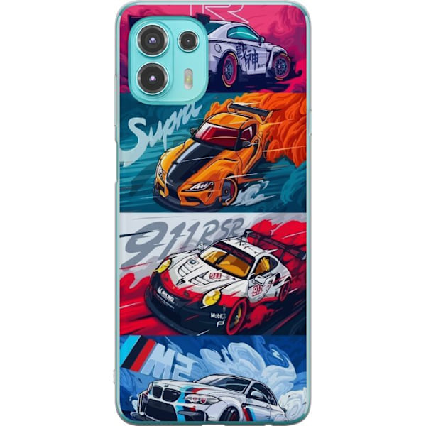 Motorola Edge 20 Lite Läpinäkyvä kuori Nopeat Autot - Piirr