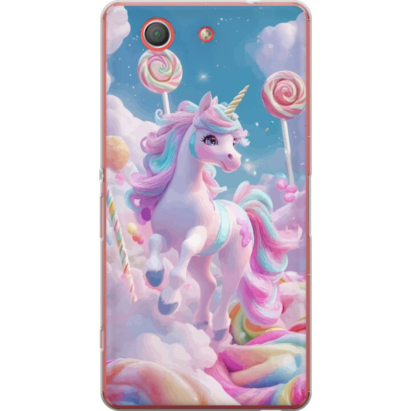 Sony Xperia Z3 Compact Genomskinligt Skal Enhörning Candy Pastell Kawaii Motiv Söt Populär Färg Grafiskt Trend Barn Motiv Fantasy Art