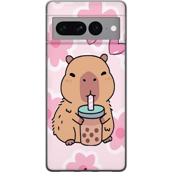 Google Pixel 7 Pro Genomskinligt Skal Kawaii Capybara Hjärtan Anime Stil Söt Design Djurmotiv TikTok Populärt Present Tjej