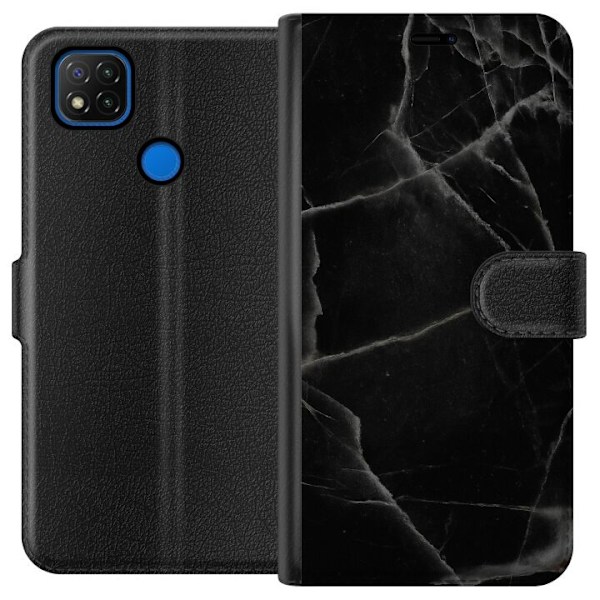 Xiaomi Redmi 9C Tegnebogsetui Sort marmor