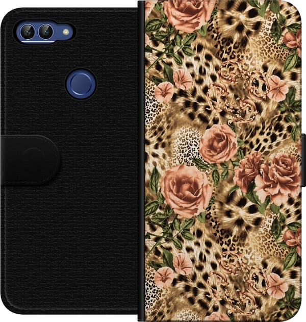 Kompatibelt Plånboksfodral till Huawei P smart Bruna leopardrosor brun