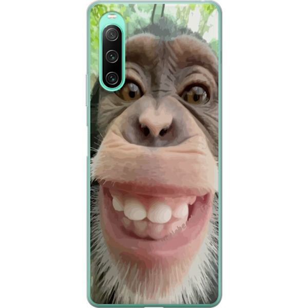 Sony Xperia 10 IV Läpinäkyvä kuori Simpanssi Selfie Rauhallinen Graafinen Suunnittelu Apinan Aihe Suosittu Urban Art Tyyli