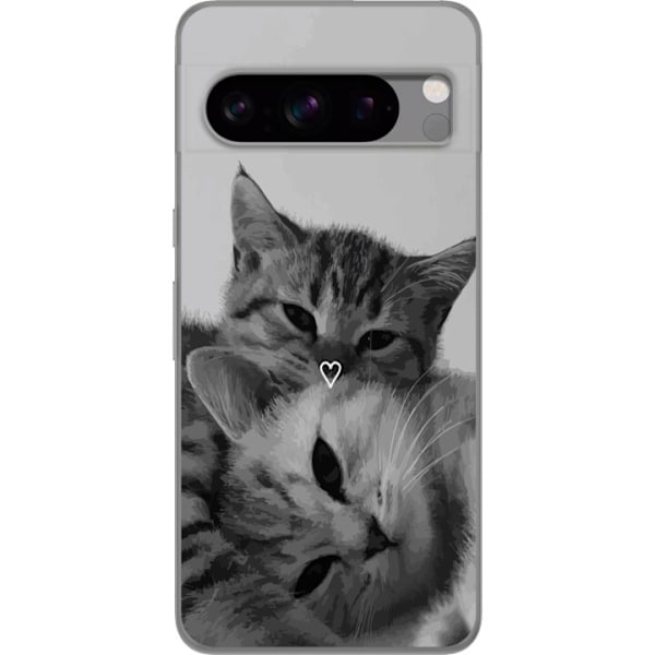 Google Pixel 8 Pro Genomskinligt Skal Katt Hjärta