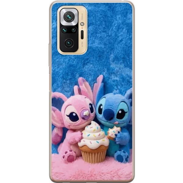 Kompatibel Mobilcover til Xiaomi Redmi Note 10 Pro Søde blå og lyserøde figurer med stor cupcake og krymmel pink