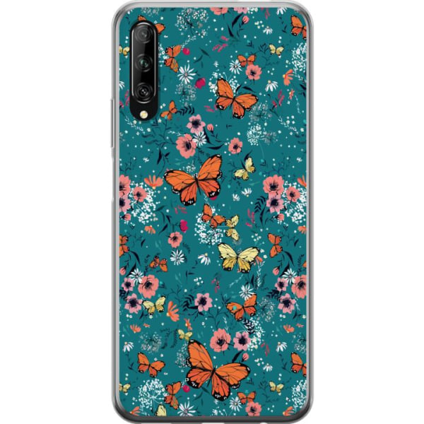Huawei P smart Pro 2019 Gennemsigtig cover Sommerfugle og blom