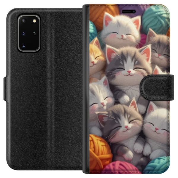 Kompatibel Tegnebogsetui til Samsung Galaxy S20+ Sovande kattungar beige