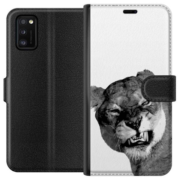Samsung Galaxy A41 Tegnebogsetui Løve Kunstnerisk Dyremotiv Afrikansk Stil Jungle Følelse Grafisk Design Hjemmedekoration Dyr Tema