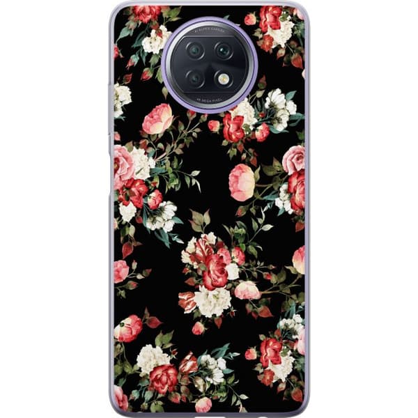 Kompatibel Mobilcover til Xiaomi Redmi Note 9T Sort rosegrafik sort
