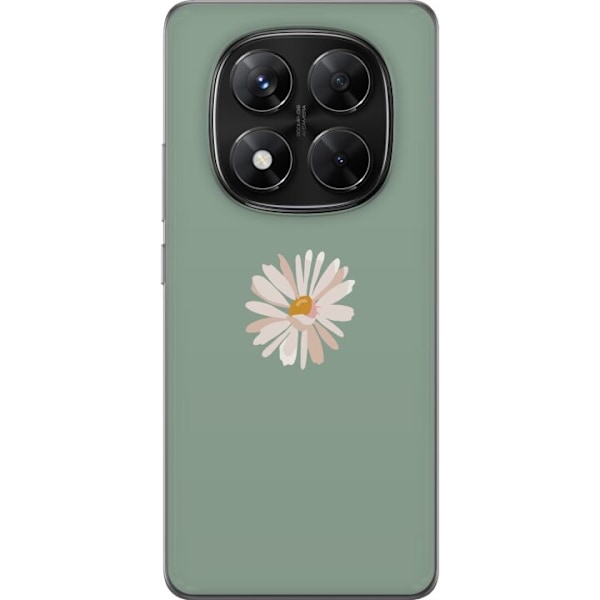 Xiaomi Redmi Note 14 Pro Läpinäkyvä kuori Vihreä Minimalikukka - tyylikäs kukka vihreällä taustalla