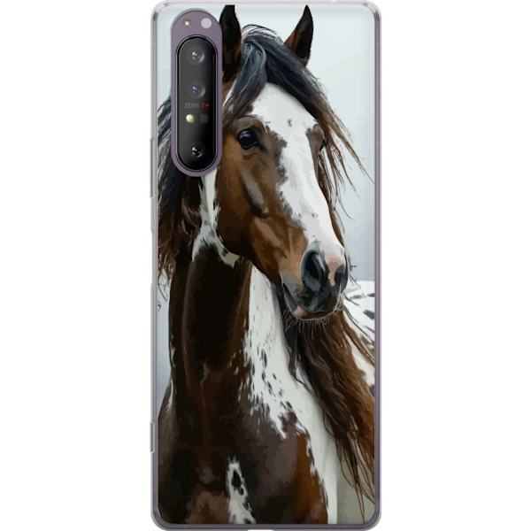 Sony Xperia 1 II Genomskinligt Skal Häst Djurmotiv Grafisk Design Natur Kraftfullt Motiv Populär Väggkonst Djurtema Ridning