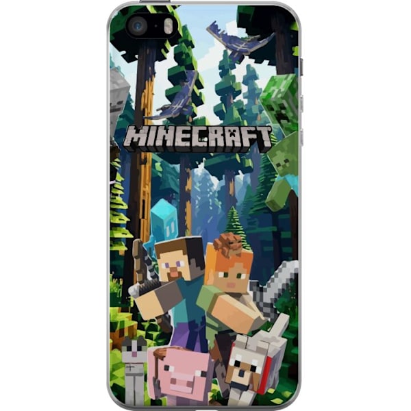 Apple iPhone 5s Läpinäkyvä kuori Minecraft-matkapuhelinkotelo metsällä ja pikselityylisillä hahmoilla