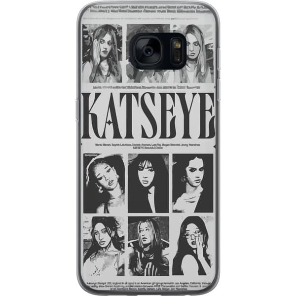 Kompatibelt Mobilskal till Samsung Galaxy S7 KATSEYE svartvit poster grå
