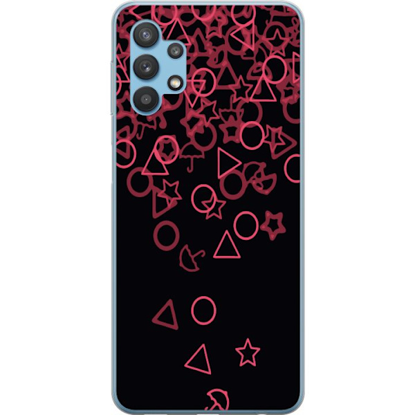 Samsung Galaxy A32 5G Genomskinligt Skal Squid Game Ikoner Serie Design Populärt TV Spel Ikoner Grafiskt Motiv Asiatisk Trend Dramaserie
