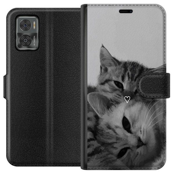 Motorola Moto E22i Plånboksfodral Katt Hjärta