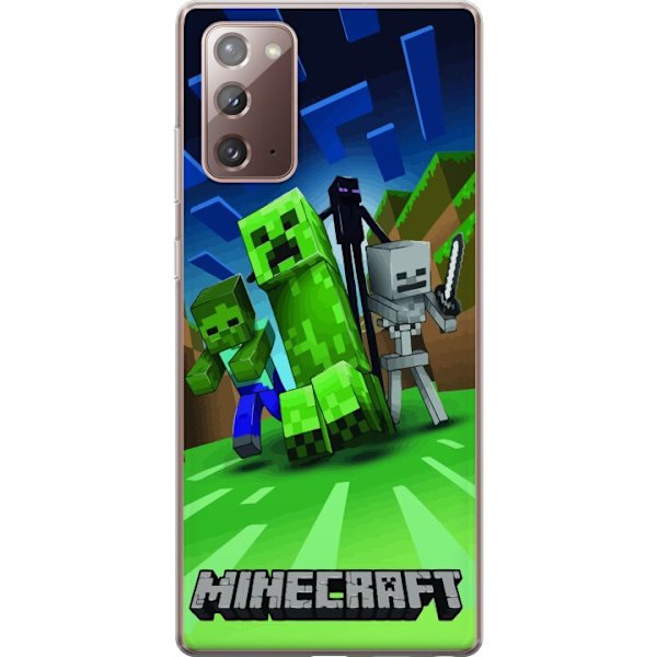 Samsung Galaxy Note20 Gennemsigtig cover Minecraft Creeper mobilskal i klassisk grön pixelstil