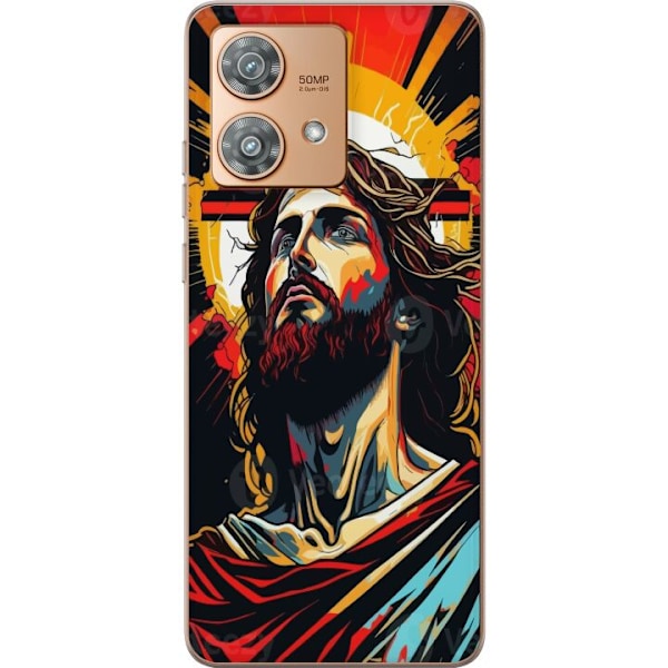 Motorola Edge 40 Neo Läpinäkyvä kuori Jeesus ja Kortti - us
