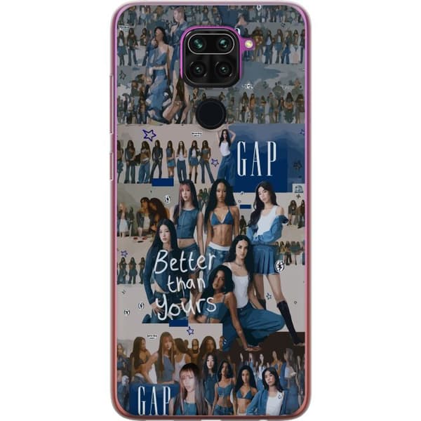 Kompatibelt Mobildeksel til Xiaomi Redmi Note 9 KATSEYE i blått denim collage med gruppebilder, stjerner og Better than yours-tekst i ungdommelig pla blå
