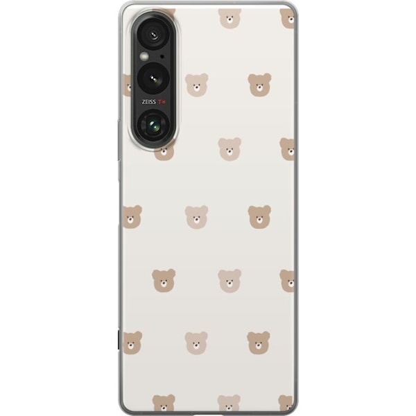 Sony Xperia 1 V Läpinäkyvä kuori Teddy-tausta - söpöt ted