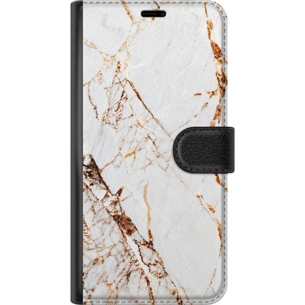 Kompatibelt Plånboksfodral till Apple iPhone 13 mini Golden Ivory Marble vit