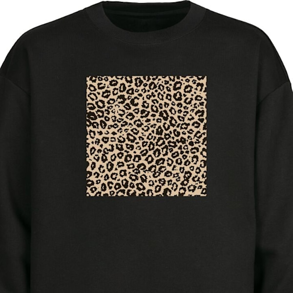 Sweatshirt til Voksne | Klassisk Collegebluse Leopard Mønster sort XXL