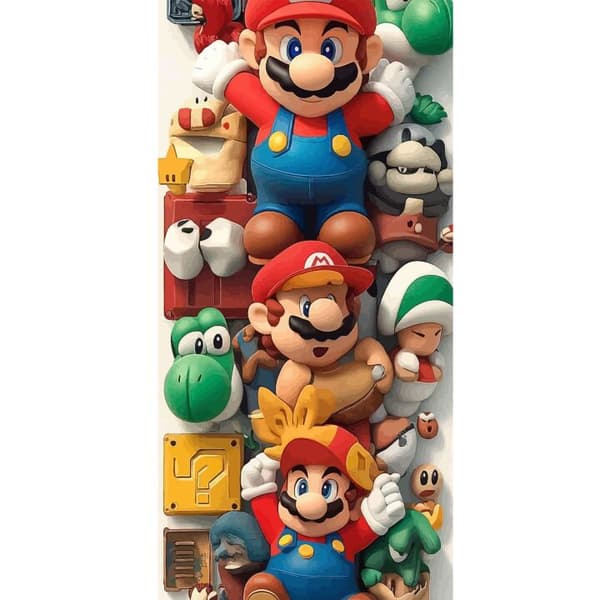 Kompatibel Tegnebogsetui til Apple iPhone 13 Pro Kollage af ikoniske Super Mario-figurer
