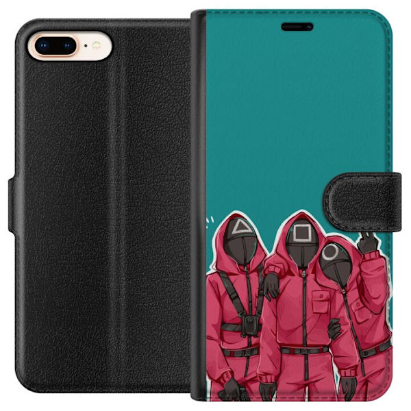 Apple iPhone 8 Plus Plånboksfodral Squid Game Karaktärer Grafisk Design Seriefigurer Populär TV Motiv Asiatisk Stil Spännande Trend