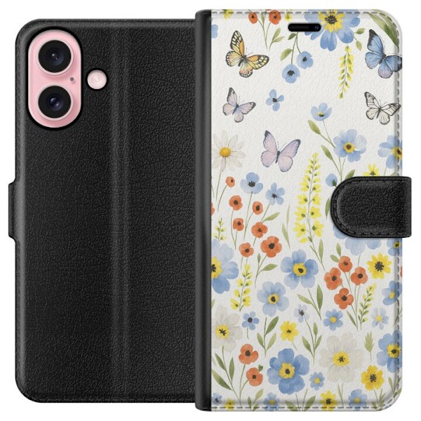 Apple iPhone 16 Plånboksfodral Sommarblommor