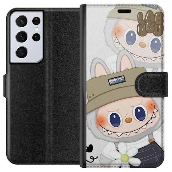 Samsung Galaxy S21 Ultra 5G Plånboksfodral Labubu Minimal Mood – Enkel och stilren monsterdesig